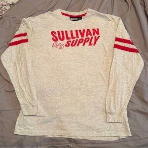 Sullivan Supply Women's Long Sleeve Tee - Gray with Red Accents